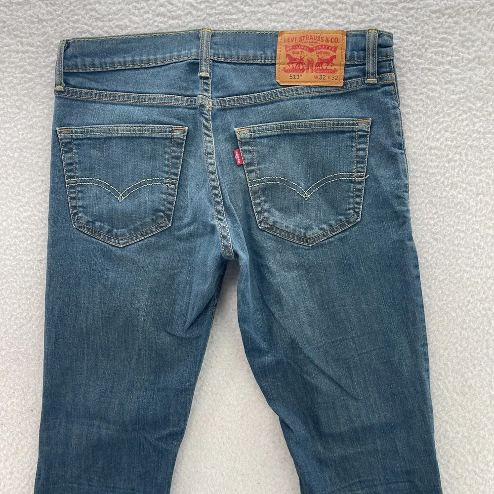 Levis 511 Jeans Mens 32x32 Blue Slim Fit Medium Wash Denim Grunge Skater Preppy